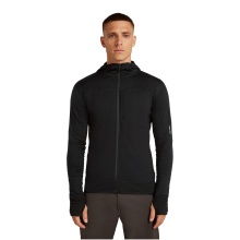 Kurtka polarowa Icebreaker Descender Merino Blend 300 RealFleece z kapturem (wełna merino, oddychająca) czarna męska